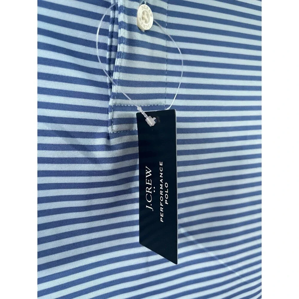 J.Crew Performance Blue Striped Polo Shirt Men Size M NWT